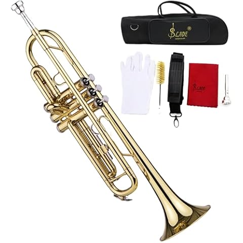 summina Trumpet Bb B Flat Brass Trompetas Instrumento with Mouthpiece Gloves for Standard Student Beginner and Teacher Cover