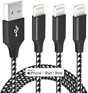 [Apple MFi Certified] iPhone Charger Fast Charging 3 Pack 10 FT Lightning Cable Nylon Braided Long iPhone Charger Cord Compatible with iPhone 13 12 11 Pro Max XR XS X 8 7 6 Plus SE iPad and More