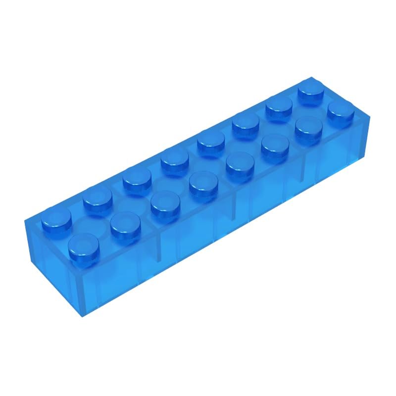 XYEIUGO 93888 Basic Bricks Brick 2x8, Trans-Dark Blue, 10 PCS