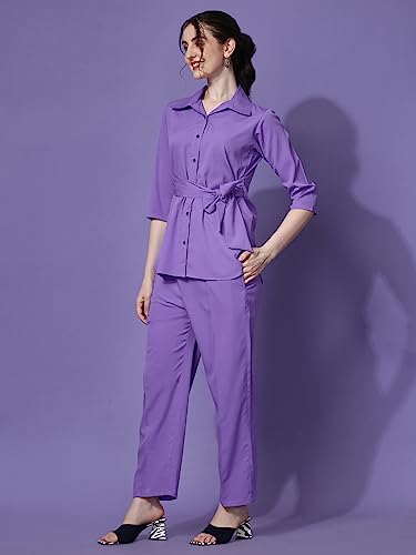 Image of Sheetal Associates Women's Solid Casual Co ords Set 2 Piece Open top & Pant Set