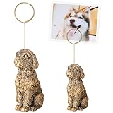 BrightRow 1 Pcs Resin Animal Photo Clip Holder Pet Shape Picture Frame Pet Photo Display with Distressed Finish Place Memo Card Stand Cute Pets Picture Clip Holder for Desk Decor Valentines Gift (Dog)
