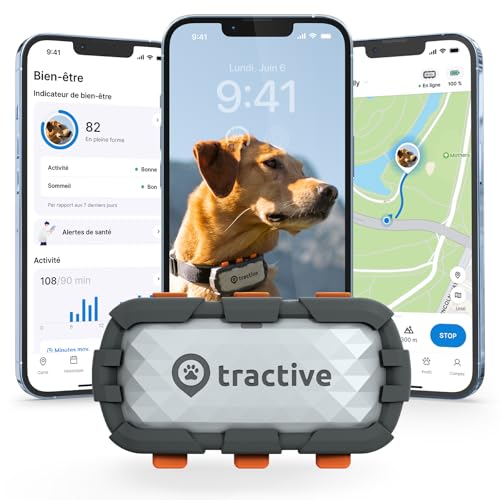 Tractive – collier GPS pour chien XL Adventure - Boîtier en fibre de verre - Jusqu'à 1 mois d'autonomie - Élue Marque de l'Année - Suivi global en direct -...