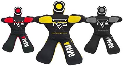 MMA Brazilian JIU Jitsu Wrestling Dummy for Grappling Submission Mixed Martial Arts MMA Training Punching Throwing Boxing Bag Karate Judo Self Defense Sitting Position UNFILLED (Black Yellow, 70")
