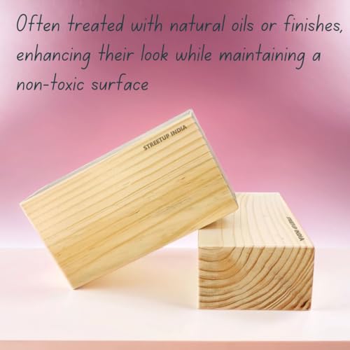 Image of Streetup India Wooden Yoga Block With Eco-Freindly Pine Wood| Non-Slip Workout Block|Extra Large 9X5X3 Inches (Set of 2)