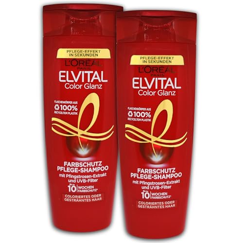 2 er Pack L’Oréal Paris Elvital Color Glanz Pflege Farbschutz Shampoo 2 x 300 ml