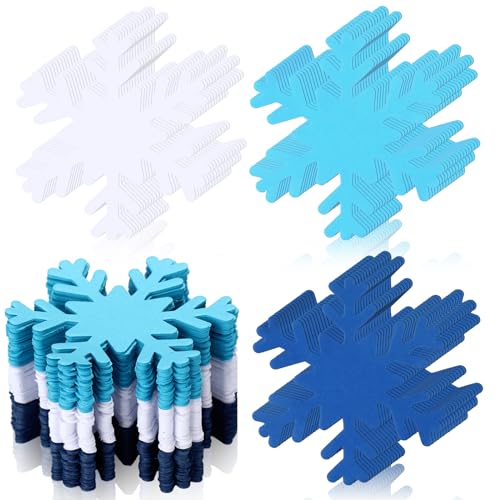 Kisston 360 Pcs Snowflake Cutouts Paper 3.9 Inch Winter Snowflake Shape Die Cuts Paper for DIY Projects Craft Classroom Bulletin Board Decor(White Blue Dark Blue Classic Style)
