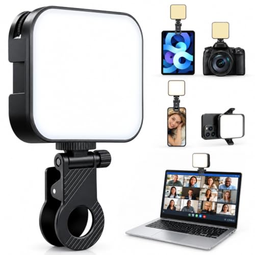 Dyazo Pro LED Video Light with Clip | Type-C Rechargeable & 3000-9900K Dimmable Photography Light | 3 Color Modes for Video Shooting, Meetings, Vlogging & Selfies | Compatible with Mobile & Camera