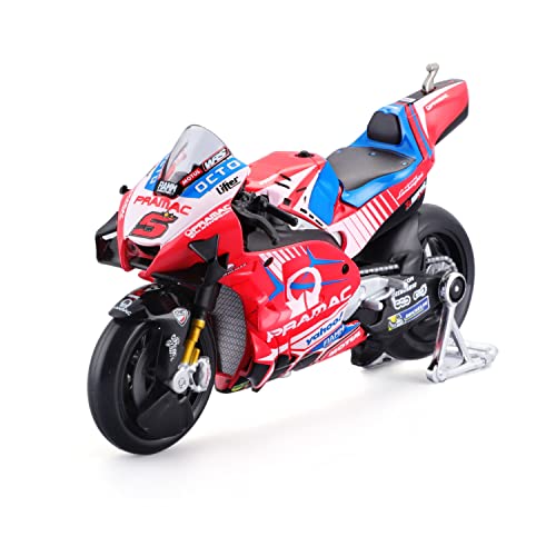 Maisto - Moto GP Racing 1/18 - Ducati Pramac #5 Johann Zarco - New FA 2022 - Moto miniature pour enfants - Reproduction à l'échelle