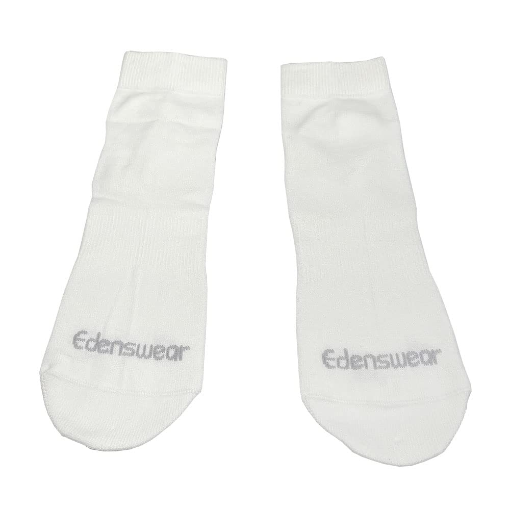 Edenswear White Zinc-Infused Moisturizing Tencel Socks For Adult With Eczema (,M) M Short