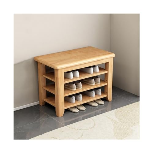 Banc à chaussures bois massif 3 niveaux étagère entrée rustique