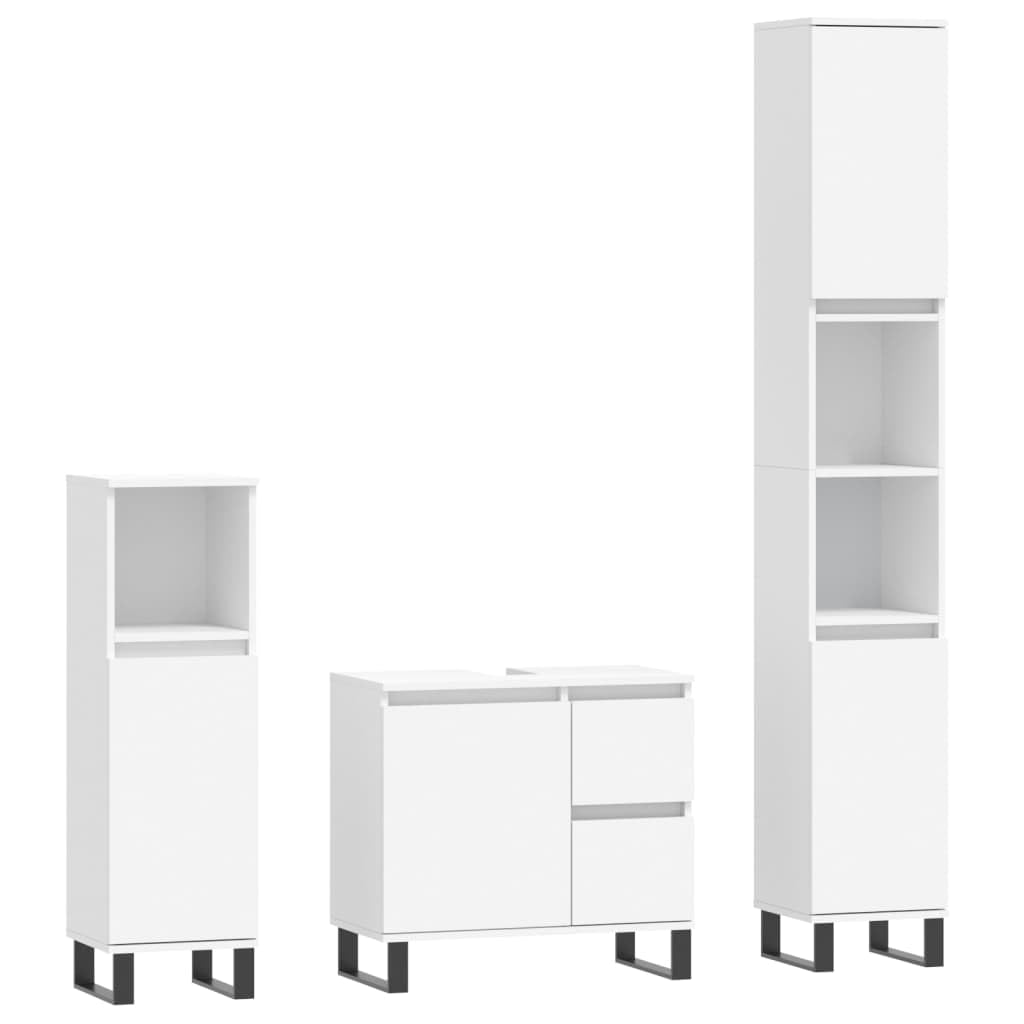 Ensemble de meubles de salle de bain avec pieds en fer pour salle de bain - Avec meuble de lavabo et espace de rangement - 3 pièces