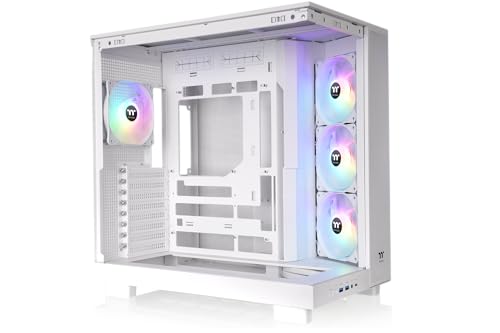 Thermaltake View 380 XL TG ARGB | Semitorre ATX Doble Cámara | Placas Base de Conectores Ocultos | 4 Ventiladores ARGB 120mm Preinstalados | Admite Radiador 360mm Superior y Lateral | Blanco Nieve