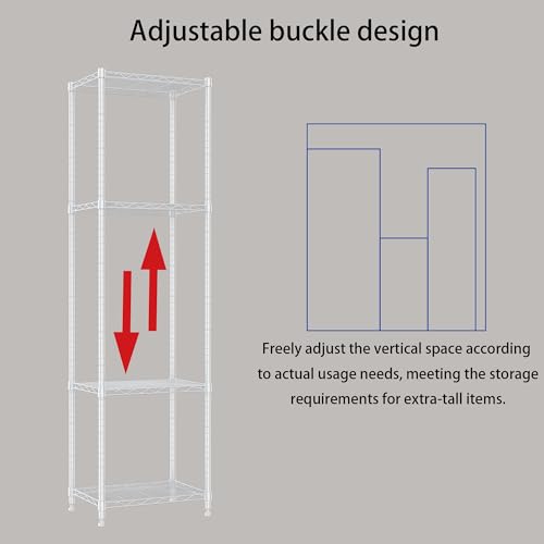 Image of REGILLER 6 Wire Shelving Steel Storage Rack Adjustable Unit Shelves for Laundry Bathroom Kitchen Pantry Closet (16.7L x 11.9W x 64H, White)