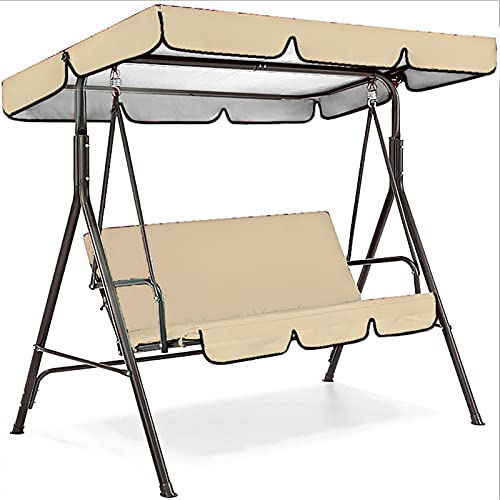 YFFS Techo De Repuesto para Columpio, Capota para Columpio De Patio,3 Plazas,Funda para Columpio Protección UV Impermeable, Juego De Funda Toldo Y Asiento Columpio Jardin (164 * 114 * 15cm,Beige) Cover