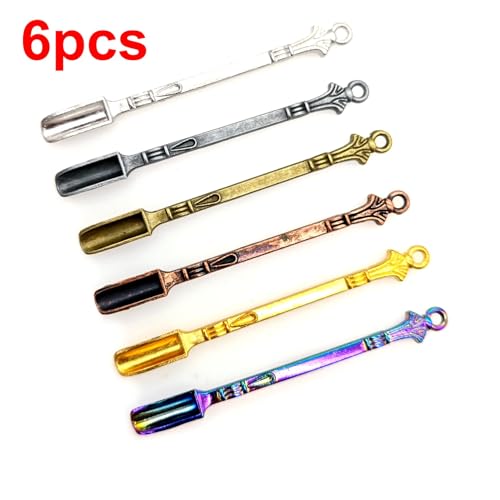 Miniatura 6 de Jzk 6 Mini Cucharas De Rapé, Pala En Miniatura Para Polvo, Cuchara De Metal Pequeña Para Especias, Pequeñas Cucharas De Hierbas, Colgante De Cuchara Pequeña Para Llavero Collar