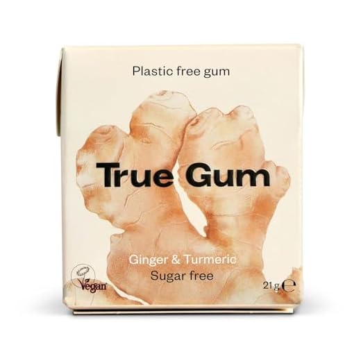 True Gum Ingwer & Kurkuma | Plastikfreier Kaugummi | Biologisch Abbaubar | Vegan | 21 g
