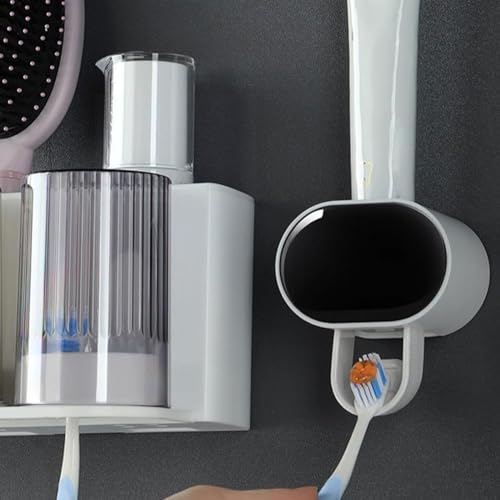 Image of Automatic Toothpaste Dispenser Wall Mounted Kids Hands Free Toothpaste Squeezer Dispenser Bathroom Accessories for Family Shower Bathroom Easy to Clean Kids & Family Shower,Multi