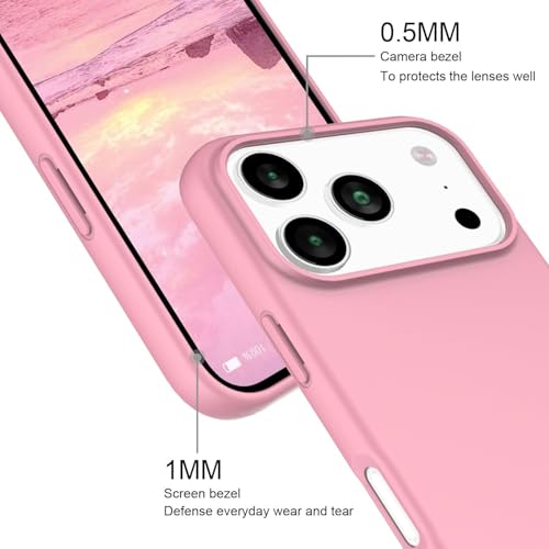 Image of Back Cover Compatible with iPhone 17 Pro Max Case Liquid Silicone Full Protection Shock Proof Back Cover for iPhone 17 Pro Max (Pink)