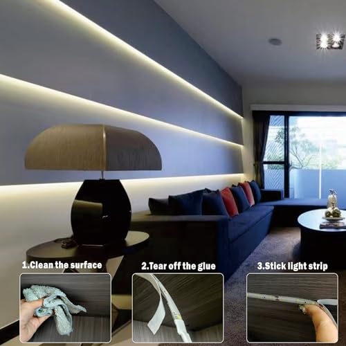 Tira LED blanca brillante 16.4 pies 6500K impermeable miniatura 6