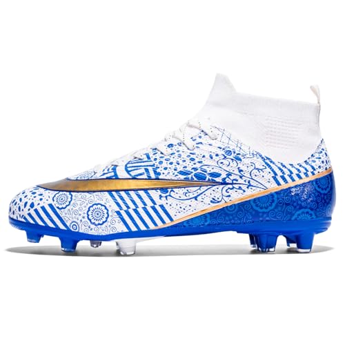 Generic F85-BOYS-2023-FG-WHITE-37 Soccer Shoes Kids Firm Ground Boys Soccer Cleats Youth Spike Fg High-Top Football Boots Training White Size Eur37 thumb #2