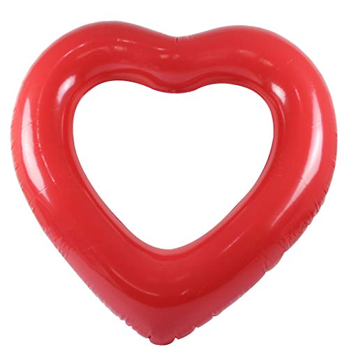 HapGlan - Thickened PVC Red Heart Shape Swimming Underarm Pool Float Outdoor Pool Buoy Mattress Inflatable Lounger Chair for Garden