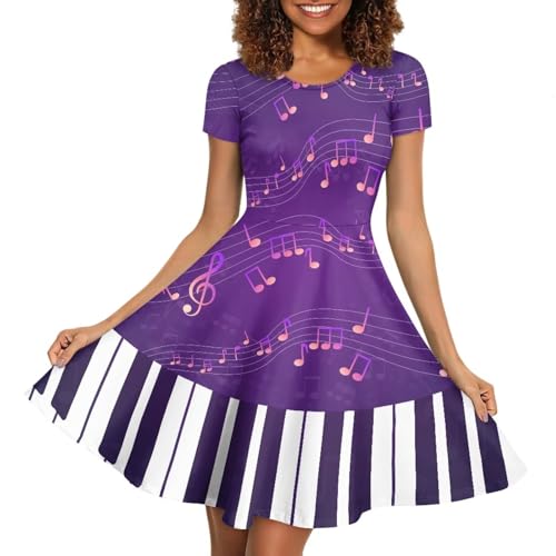 Image of POLERO Sunflower Dress for Women Floral Summer Dresses Short Sleeve Casual Sundresses Midi Dresses