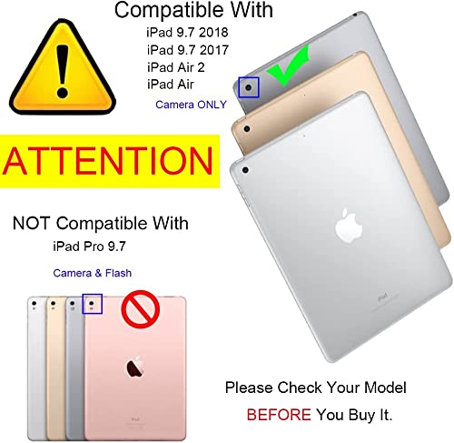 Ruban Case Compatible With Ipad 9.7 Inch 2018/2017 / Ipad Air 2 1 - [Corner Protection] Multi-Angle Viewing Folio Stand Cover With Pocket, Auto Wake/Sleep (American Flag) #TOP1