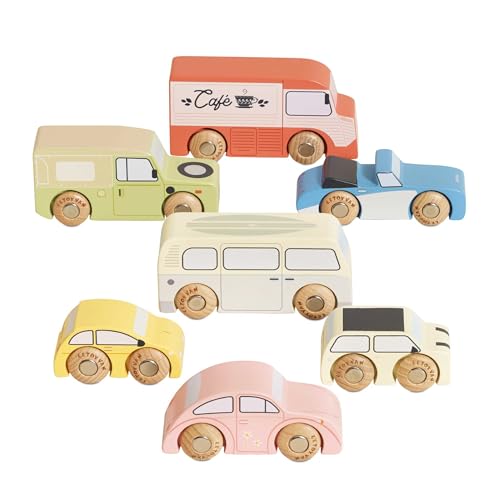 Voitures rétro en bois Le Toy Van pour inventer des histoires de voyages pastel