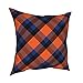 Federa per cuscino in morbido cotone, motivo scozzese, colore arancione, blu, 45 x 45 cm, ideale come regalo per divano e camera da letto all'aperto
