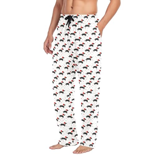Mens Cotton Pajama Pants Sleep Lounge Pj Bottoms Sleepwear with Pockets Drawstring S Puppy Polka Dot4