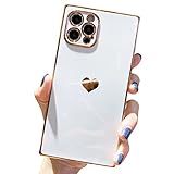 iPhone 12 Pro Max Case Square, Tzomsze Cute Aesthetic Full Camera Lens Protection & Electroplate...