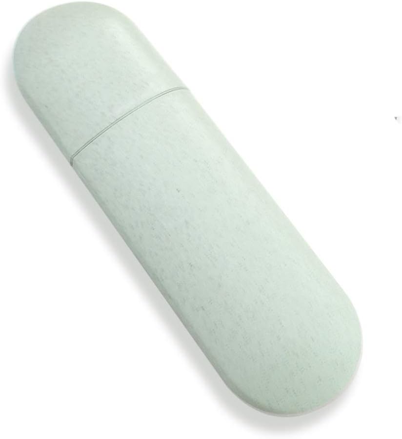 Pejoye Travel Toothbrush Case Eco Friendly Wheat Straw Material Toothpaste Holder No Plastic Toothbrush Cover Protect Case Water Cup for Outdoor Camping Mountaineering and Home Life (Green)