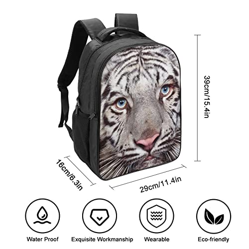 Sac à dos mode 3D tigre blanc confortable pour ordinateur