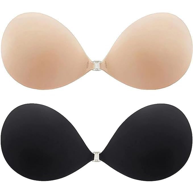 KANAKADHARA Women's & Girl's Strapless Push Up Wire Free Stick On Invisible Bra,Western Fancy Bra Adhesive Sticky Front Clip Bra