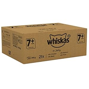 Whiskas Wet cat food pouches, delicious and tasty mixed selection in jelly, suitable for senior cats aged 7+, megapack…