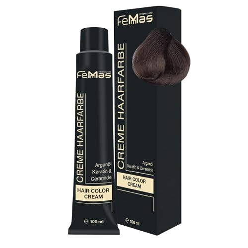 FemMas Tinte de pelo rubio medio frío 7.01 I Crema tinte para el cabello con aceite de argán, queratina y ceramidas I Como coloración permanente o tinte para obtener resultados de color radiantes y