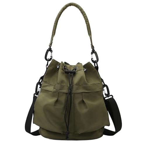 [LTG] 巾着バッグ ドローストリングバッグ ショルダーバッグ バケットバッグ 2way 肩掛け 手提げ ショルダー 軽量 ナイロン レディース メンズ 7986821 (オリーブ)