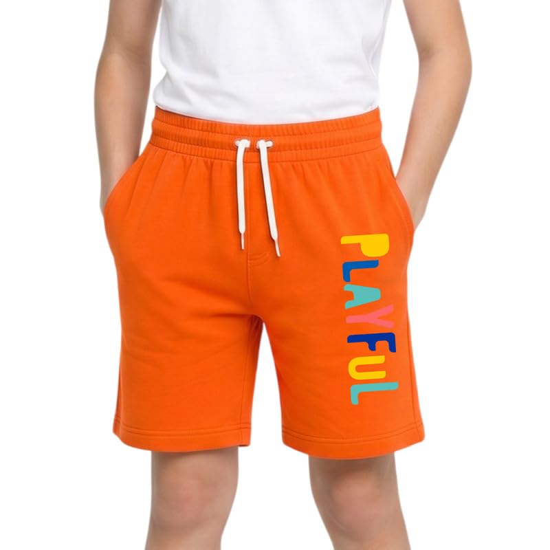 Nusyl Cotton Blend Shorts for Boys | Playful Text Printed | Comfortable Casual Shorts | Soft Breathable Fabric with Elas