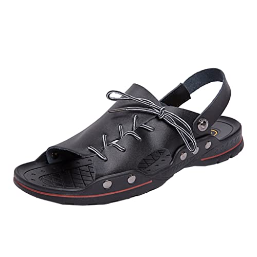 Men Sandals Classic Men Shoes Slippers Soft Sandals Comfortable Walking Footwear Outdoor Beach Sandals(Full Black,6.5code)