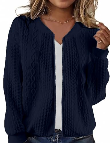 Image of Larmliss Women's Zip Up Cardigan Sweater Hoodies Long Sleeve Jacket Crewneck Casual Outerwear Spring Fall Trendy Coat Outfits