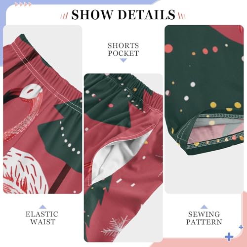 Flamingo Christmas Tree Boys Long Pants Soft Trousers Elastic Waist Kids Lounge Bottoms with Pockets S-XL4