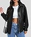 Casly Lamiit Womens Faux Leather Jacket Oversized Motorcycle Bomber Coat Winter Biker Black Jackets 2025 Trendy Street Clothes Black L
