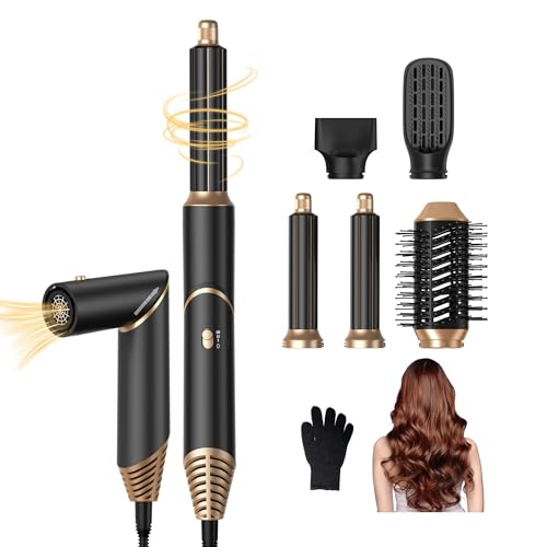 Pro 5 in 1 Hair Styler, Air Styler Hair Dryer Brush Set, Magic Styler with 32mm Auto Air Curling Iron | 1000w Blow Dryer, for Voluming, Drying, Straightening and Curling | 3 Temps Setting (50°-105℃)