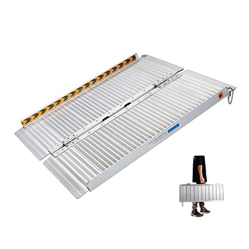 Rampa per Sedie a Rotelle, gardhom 122cm Sedia a Rotelle Pieghevole Capacità di Carico 362kg Rampe di Carico in Alluminio Rampa Disabili per Casa Gradini Scale
