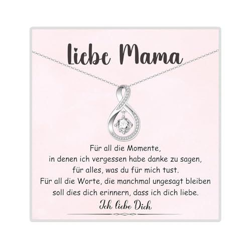 wynn's Kette Geschenke für Mama von Tochter Sohn, Mutter Tochter Geschenk Kette mit Infinity-Anhänger AAA Zirkonia, Halskette für Mutter zum Muttertag Geburtstag Weihnachten Muttertagsgeschenke