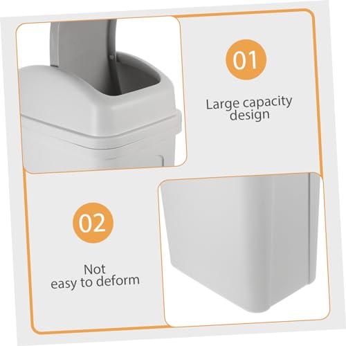 Caneca de basura rectangular con tapa blanca miniatura 6