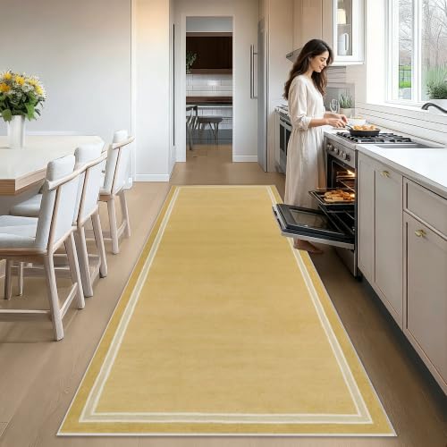 Alfombra de 80 x 250 cm para pasillo y cocina lavable con base antideslizante 2