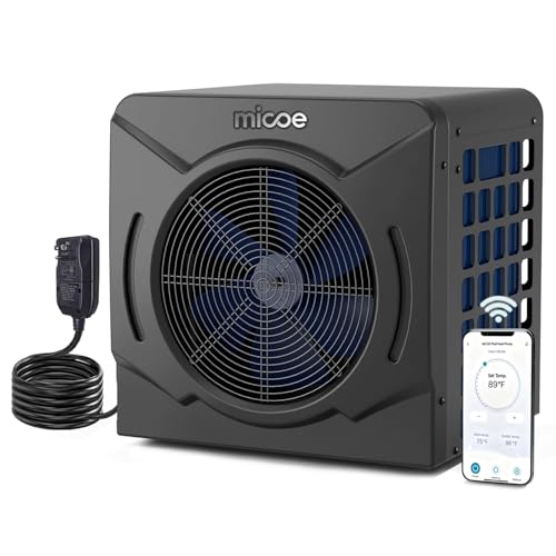 MICOE 18000 BTU Swimming Pool Heat Pump, Pool Heater for Above Ground & Inground Pools, Heating and Cooling up to 5,500 Gallons, High Efficiency COP 4.88, App Control, Titanium Heat Exchanger