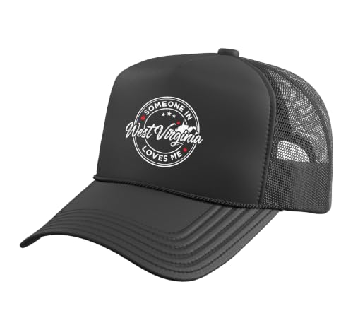 Someone in West Virginia Loves Me Trucker Hat with Adjustable Mesh Back, Black