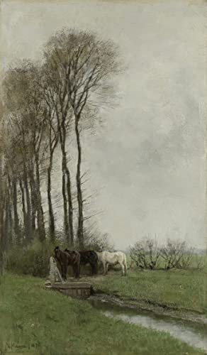 Tableau chevaux à la porte impression d'art mural vintage haute qualité